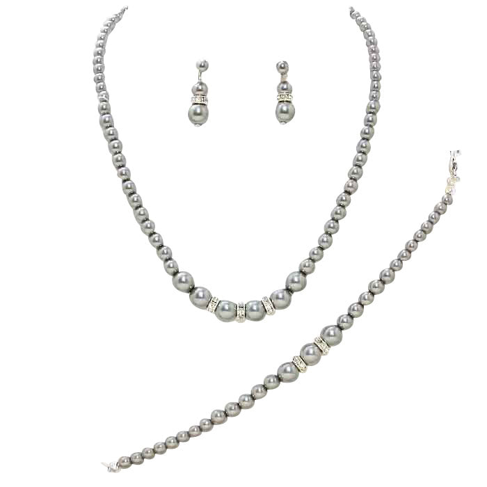 3 Piece Pearl Necklaces Earring Bracelet Set from Madeline Love