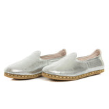 Women's Silver Slip On Shoes from Atlantis Handmade Shoes