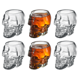 Skull Shot Glasses Set of 6 by The Wine Savant - 3oz Skull Glasses 3" H - Goth Gifts, Skull Gifts, Skull Decor, Skeleton Decor, Skull Shaped Glasses, Perfect for Halloween Themed Parties! from The Wine Savant