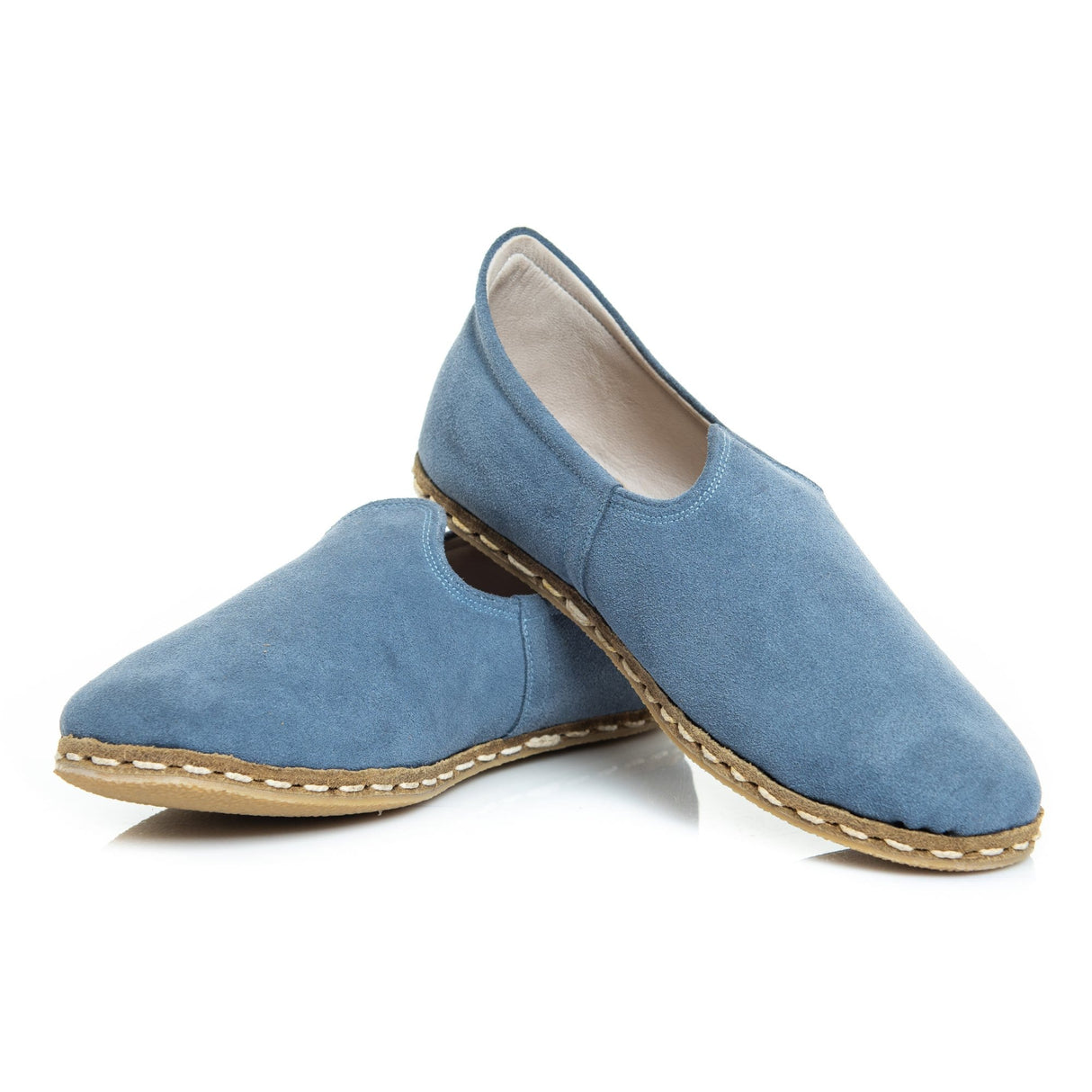 Men's Light Blue Slip On Shoes from Atlantis Handmade Shoes
