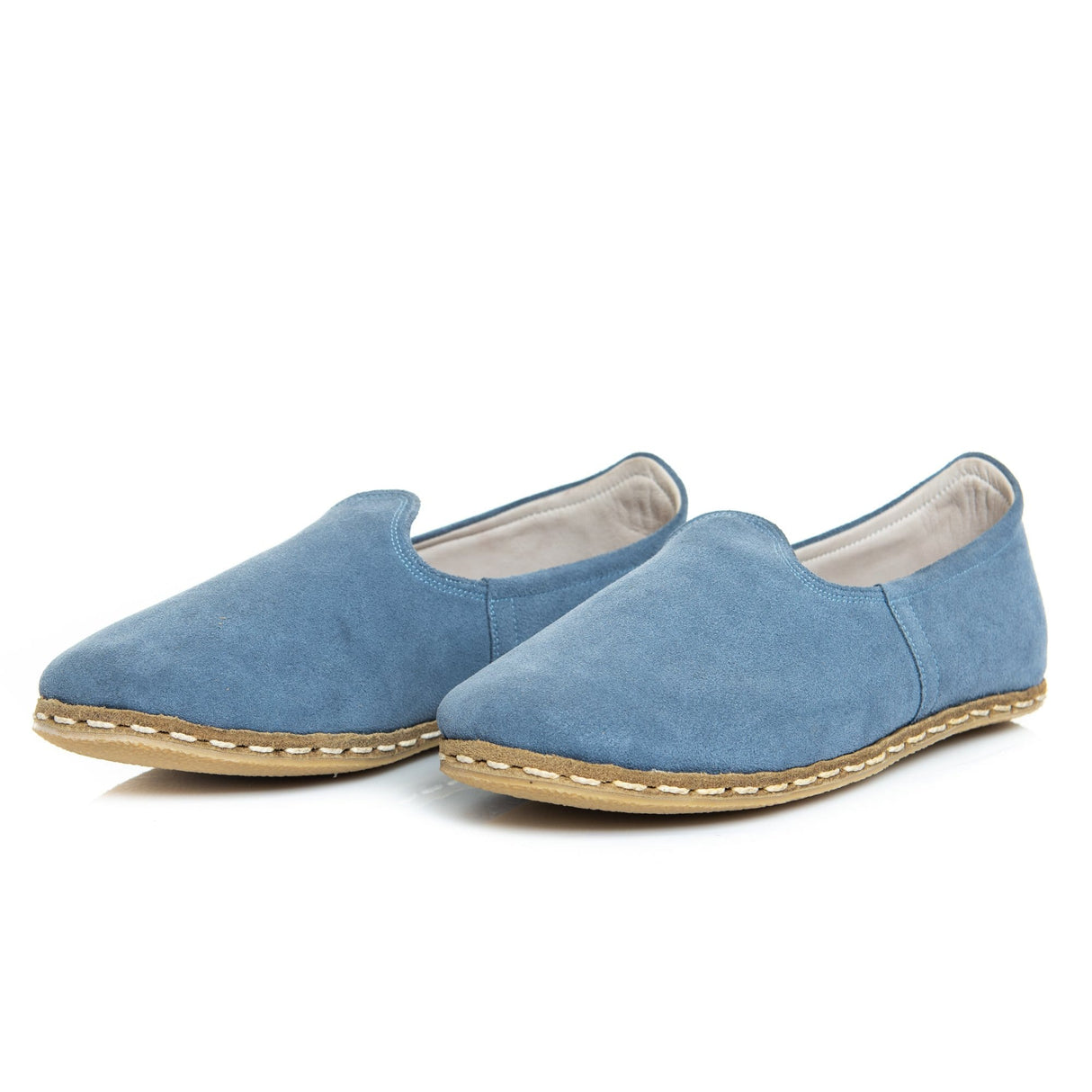 Men's Light Blue Slip On Shoes from Atlantis Handmade Shoes