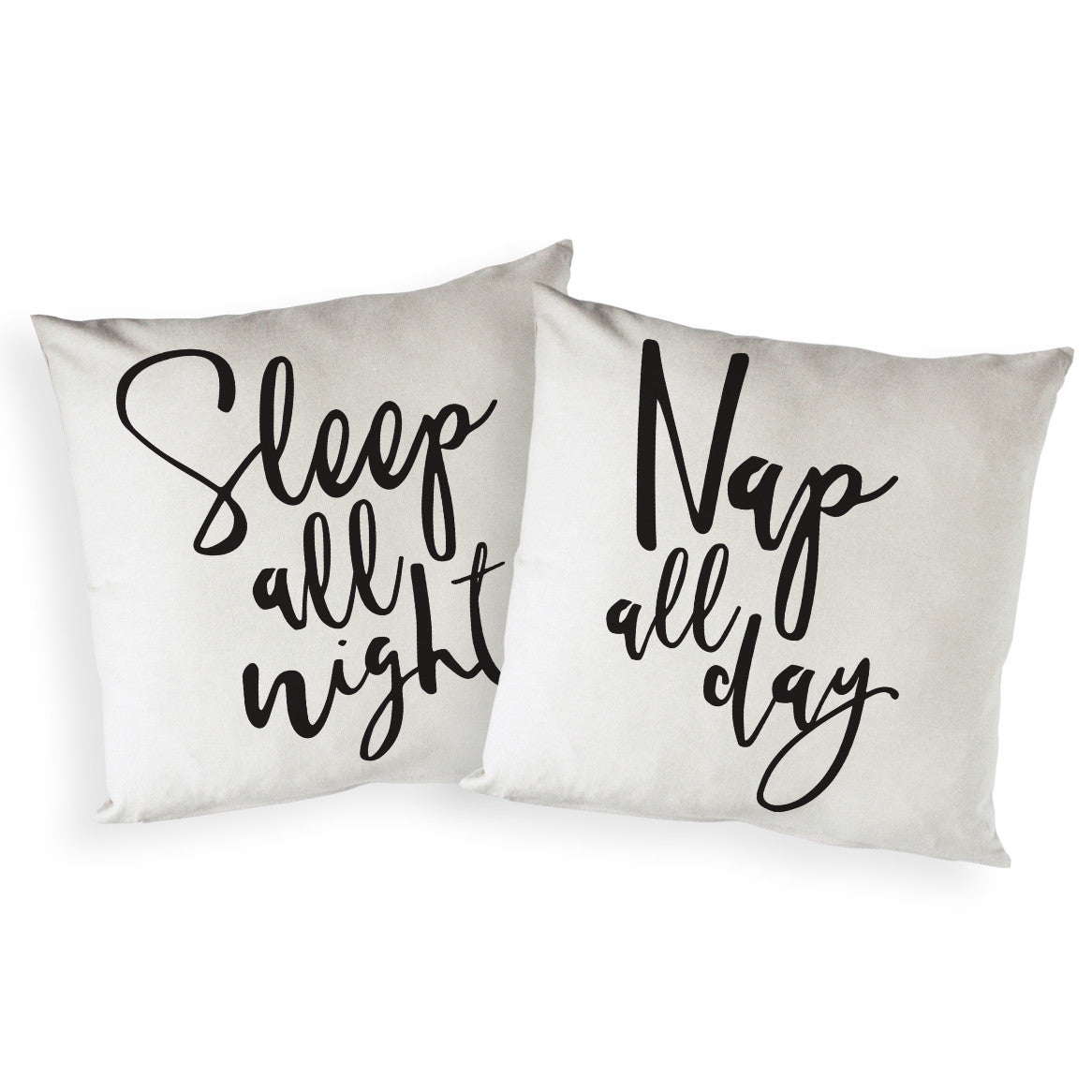 Sleep All Night and Nap All Day Pillow Covers, 2-Pack from The Cotton & Canvas Co.