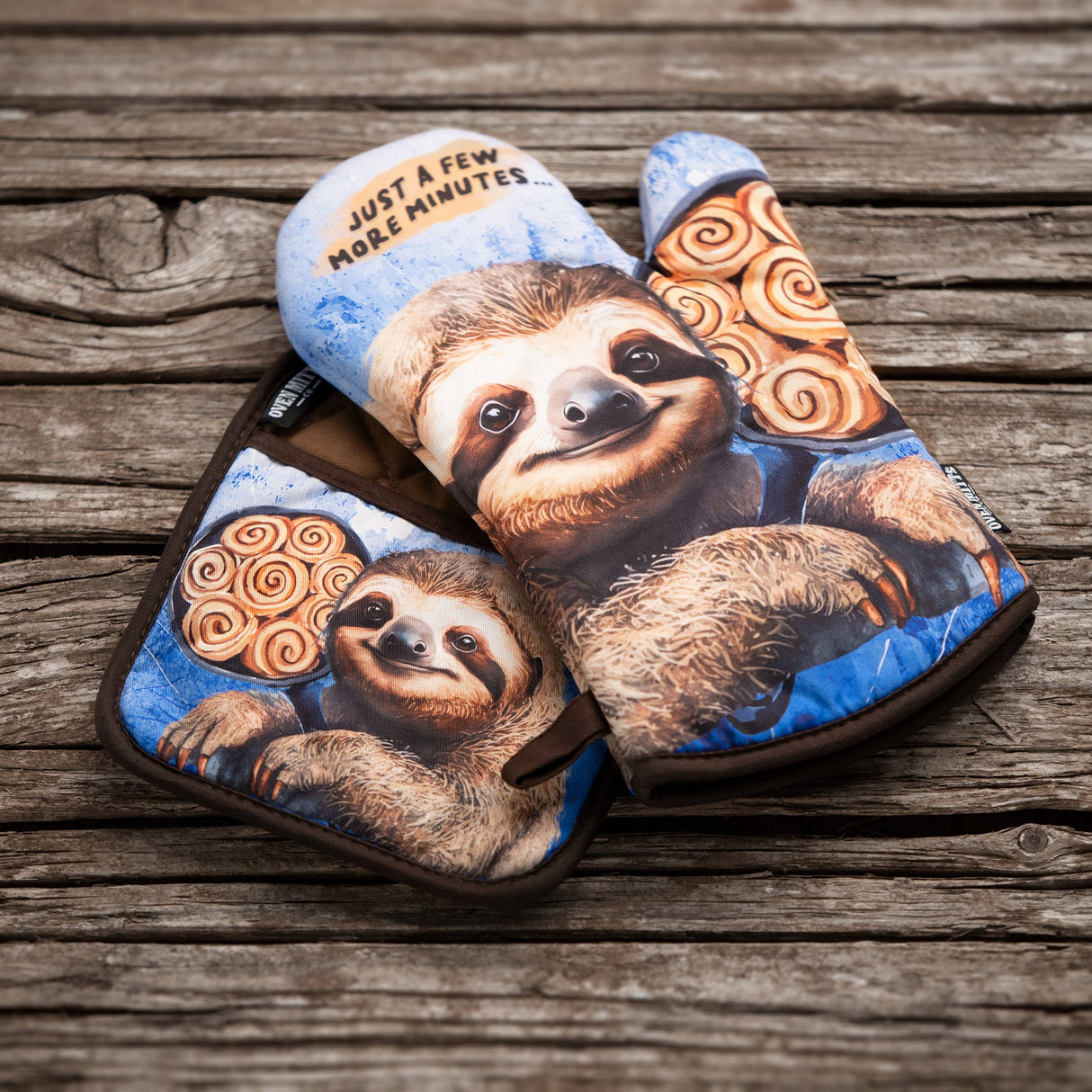 Sloth Just A Few More Minutes Oven Mitts And Pot Holder Set From Zapps Clothing