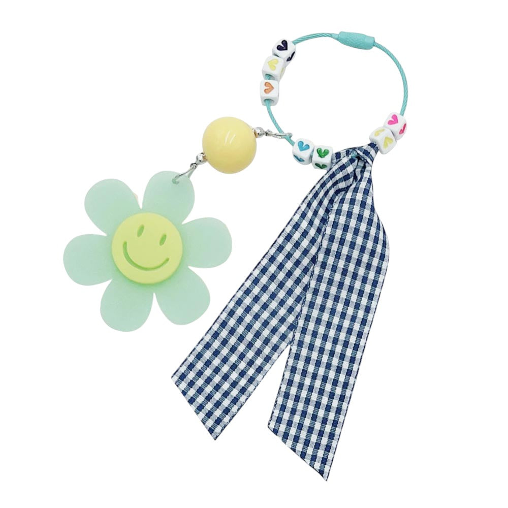 Smile Flower Heart Gingham Ribbon Bag Charm / Keychain from Madeline Love
