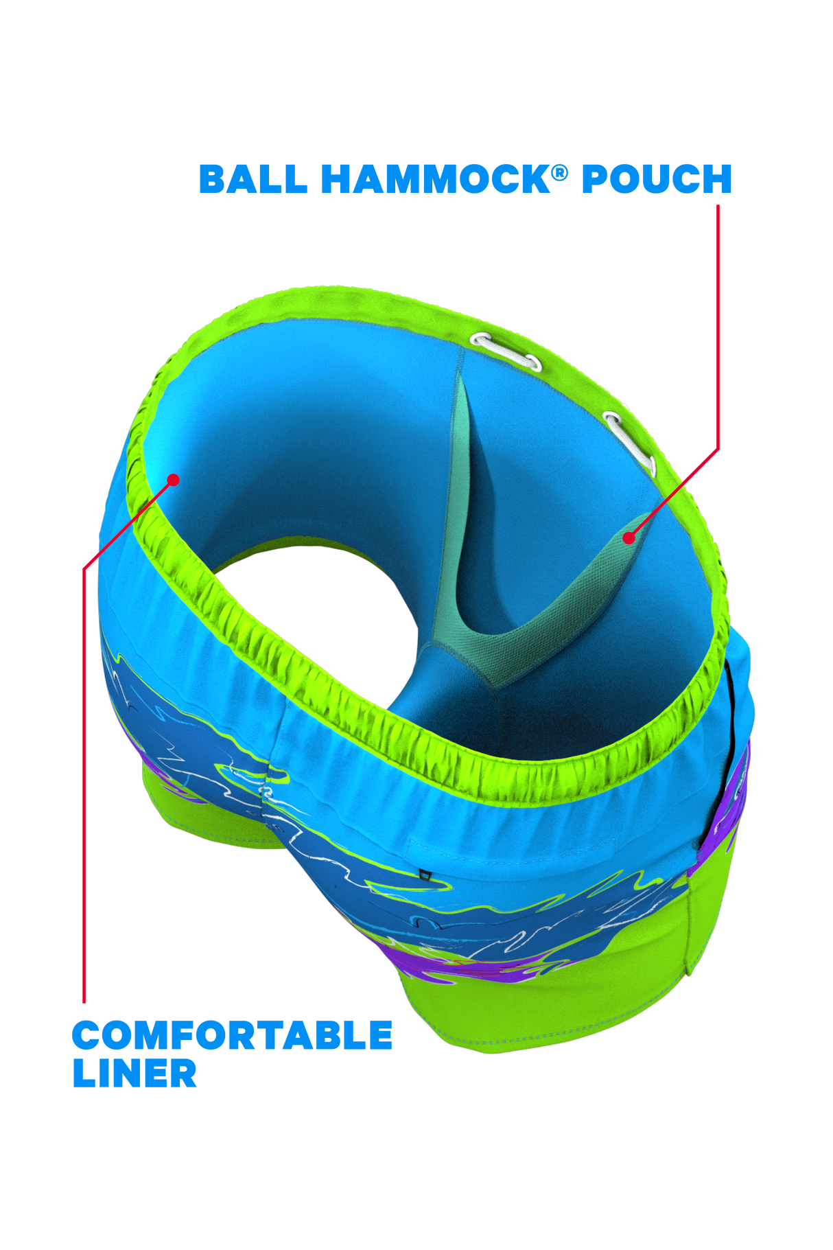 The Snack Shack | Retro Neon Ball Hammock® Pouch 5" Swim Trunks from Shinesty