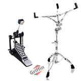 2-Pack Kick Bass Drum Pedal & Snare Drum Stand Set by GRIFFIN | Deluxe Double-Chain Foot Pedal with 4-Sided Beater & Adjustable Power Cam | Durable Percussion Hardware for Intense Play from GeekStands.com