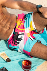 The SoCal Summer | Black and Pink Tropical Ball Hammock® Pouch 5" Swim Trunks from Shinesty