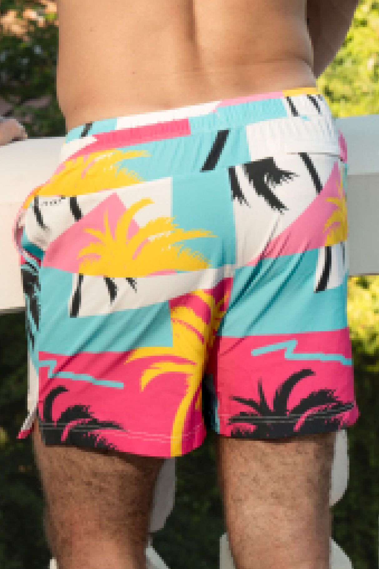 The SoCal Summer | Black and Pink Tropical Ball Hammock® Pouch 5" Swim Trunks from Shinesty