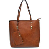 Soft Faux Leather Tote Handbag With Wallet  from Madeline Love