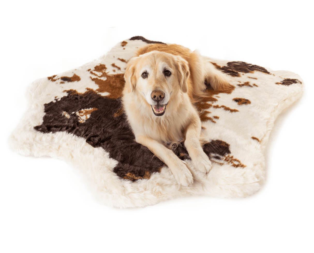 PupRug™ Animal Print Memory Foam Dog Bed - Brown Faux Cowhide From Paw.com