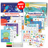 Small 7" Dry Erase Activity Book (incl. 2 Washable Markers & Reusable Stickers) from UnbuckleMe®