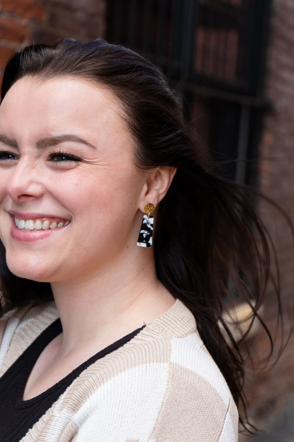 Mia Mini Earrings - Black & White from Spiffy & Splendid
