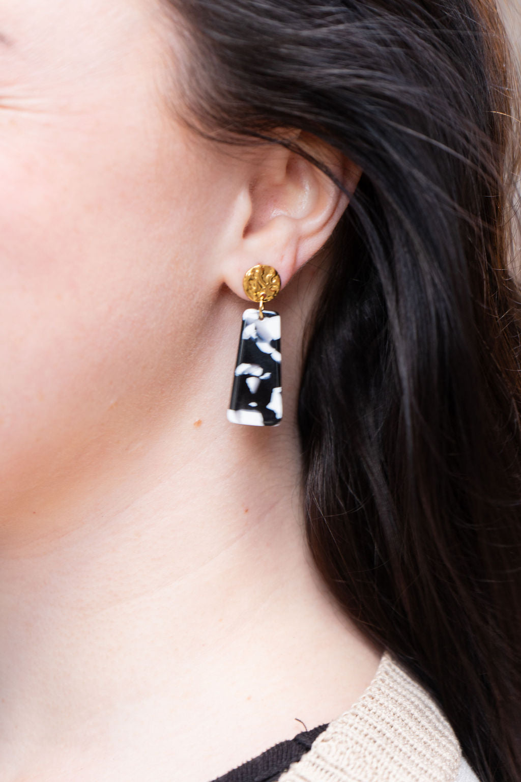 Mia Mini Earrings - Black & White from Spiffy & Splendid