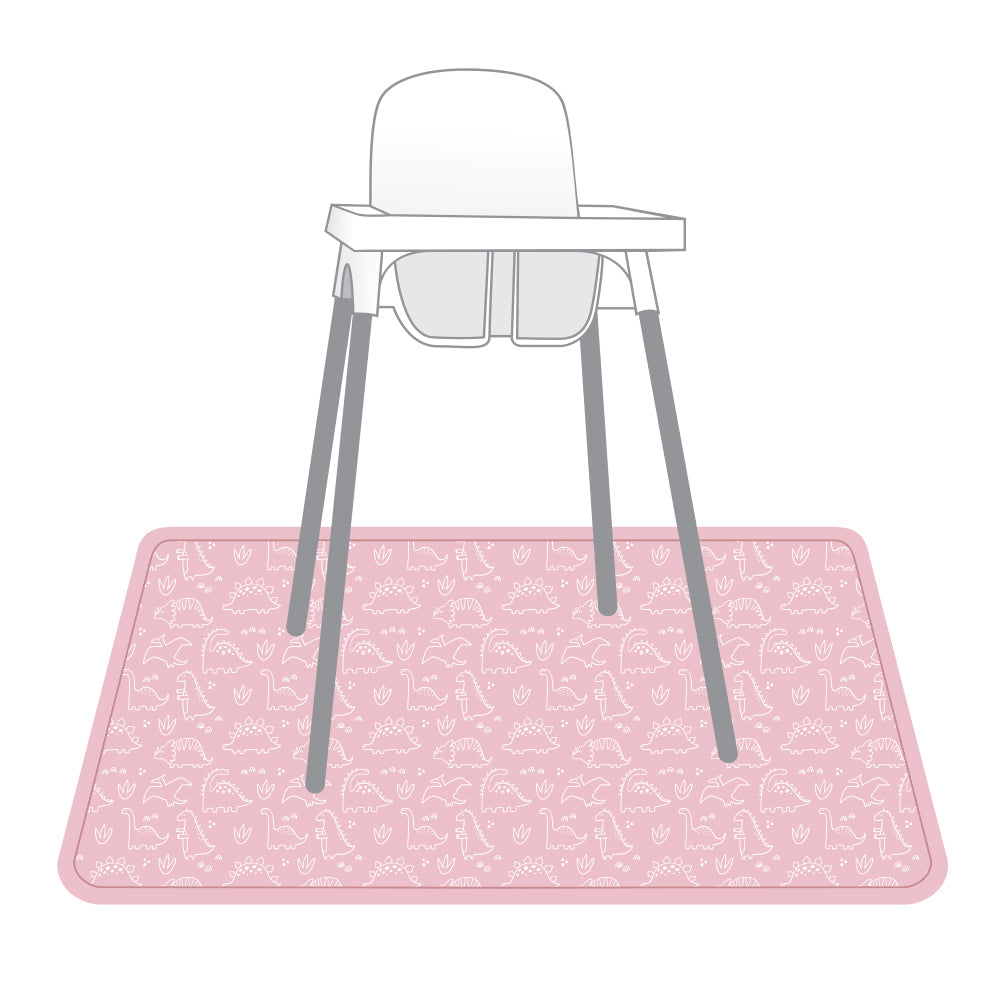 Dino Friends - Blush Splash Mat - A Waterproof Catch-All for Highchair Spills and More! from BapronBaby
