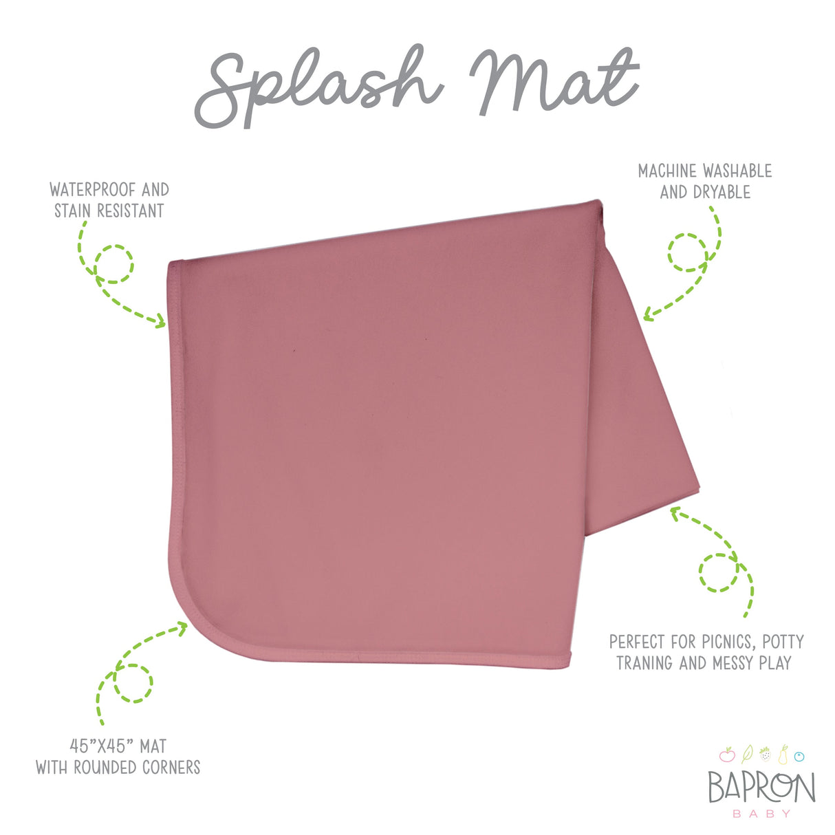 Solid Blush Minimalist Splash Mat - A Waterproof Catch-All for Highchair Spills and More! from BapronBaby