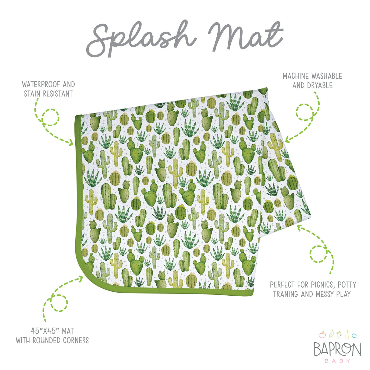 Desert Cactus Splash Mat - A Waterproof Catch-All for Highchair Spills and More! from BapronBaby