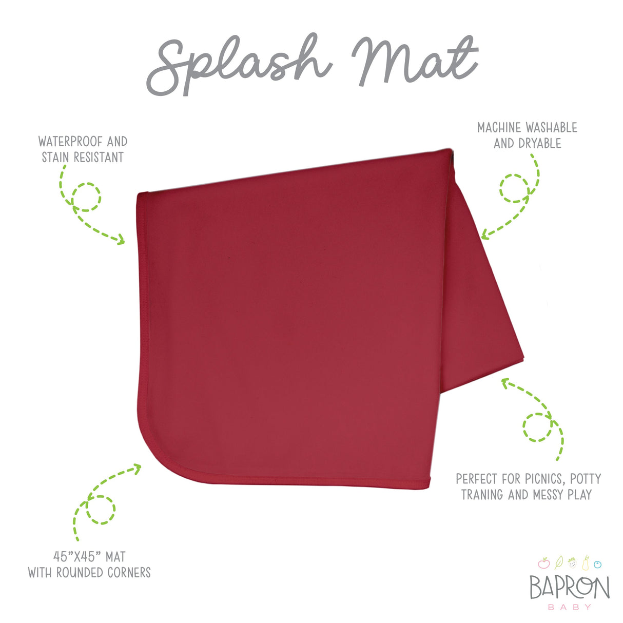 Solid Cranberry Minimalist Splash Mat - A Waterproof Catch-All for Highchair Spills and More! from BapronBaby