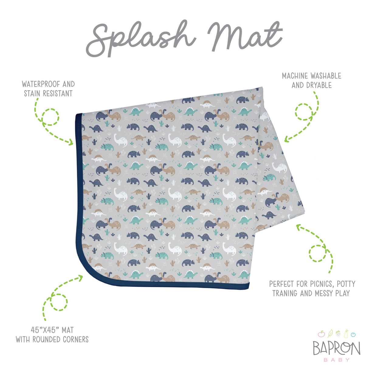 Desert Dinos Splash Mat - A Waterproof Catch-All for Highchair Spills and More! from BapronBaby