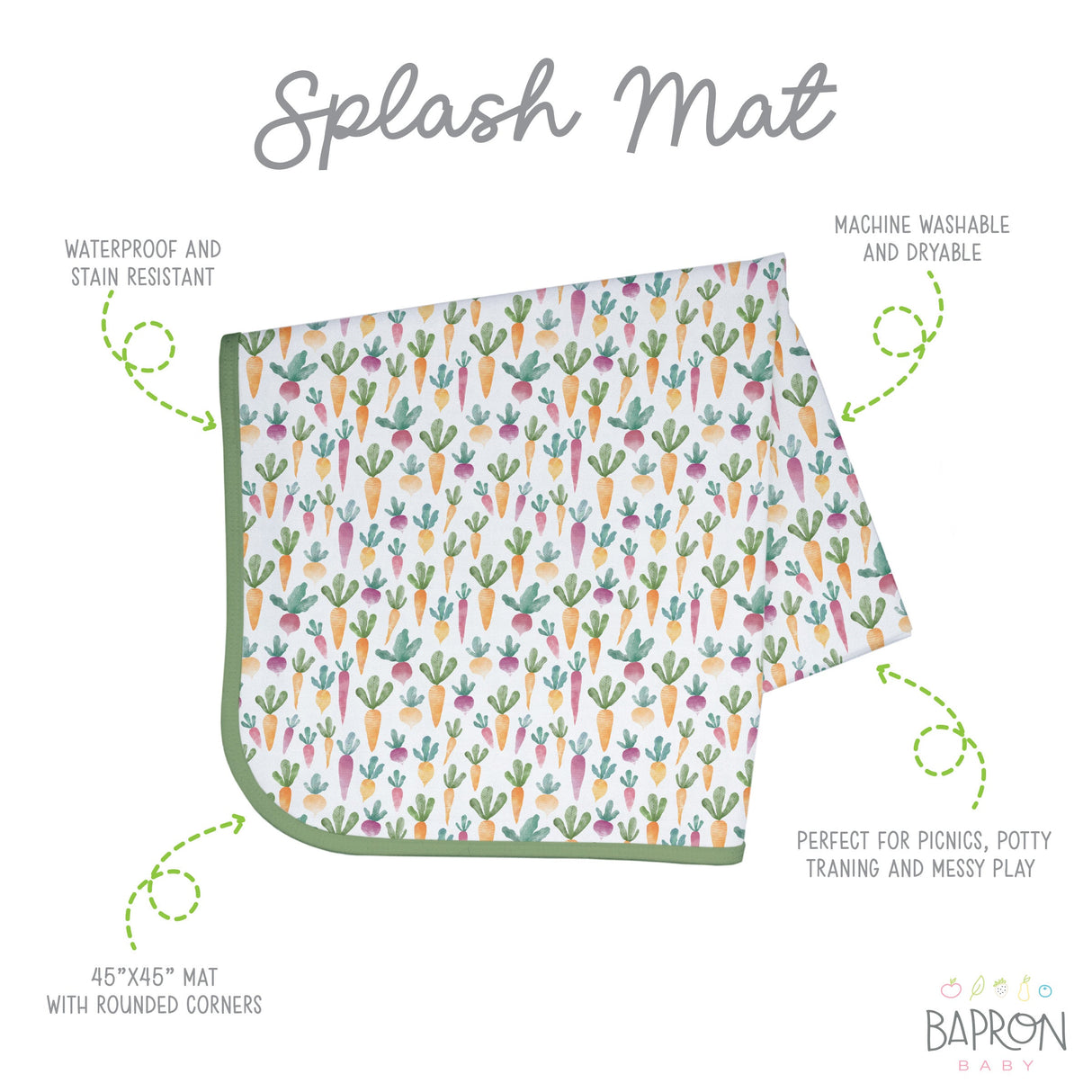Farm Produce Splash Mat - A Waterproof Catch-All for Highchair Spills and More! from BapronBaby