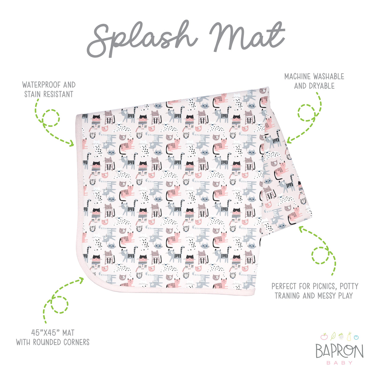 Kitty Splash Mat - A Waterproof Catch-All for Highchair Spills and More! from BapronBaby