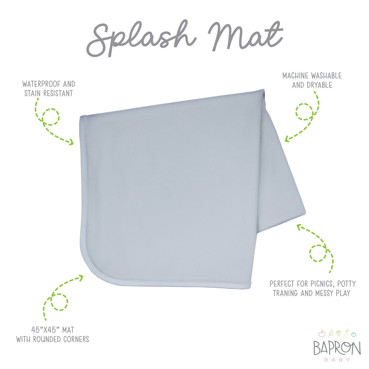 Solid Light Gray Minimalist Splash Mat - A Waterproof Catch-All for Highchair Spills and More! from BapronBaby