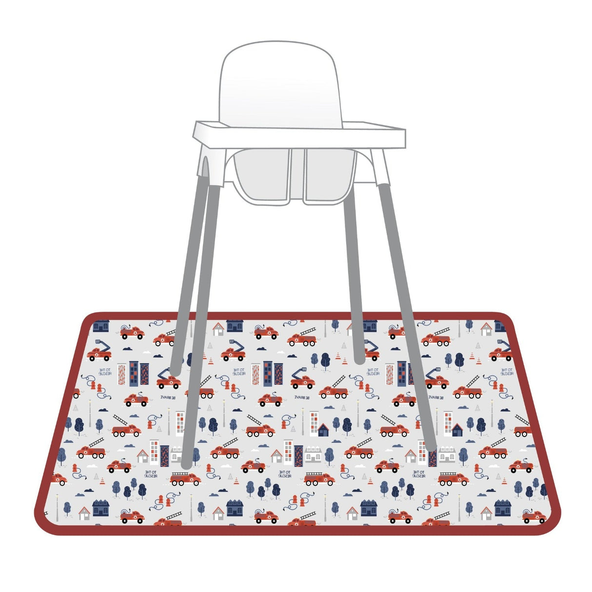 Be Brave - Firefighter Splash Mat - A Waterproof Catch-All for Highchair Spills and More! from BapronBaby