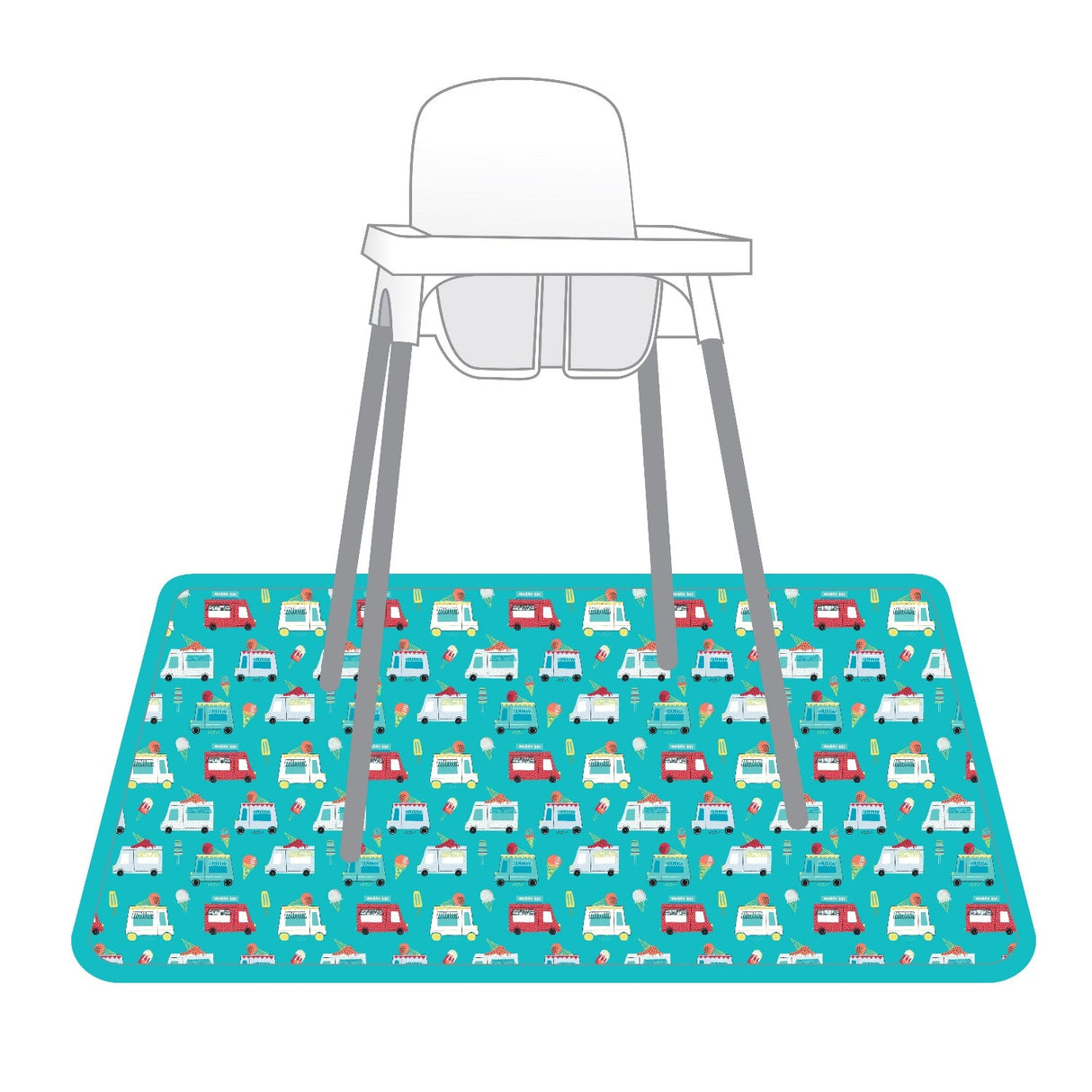 Ice Cream Truck Splash Mat - A Waterproof Catch-All for Highchair Spills and More! from BapronBaby