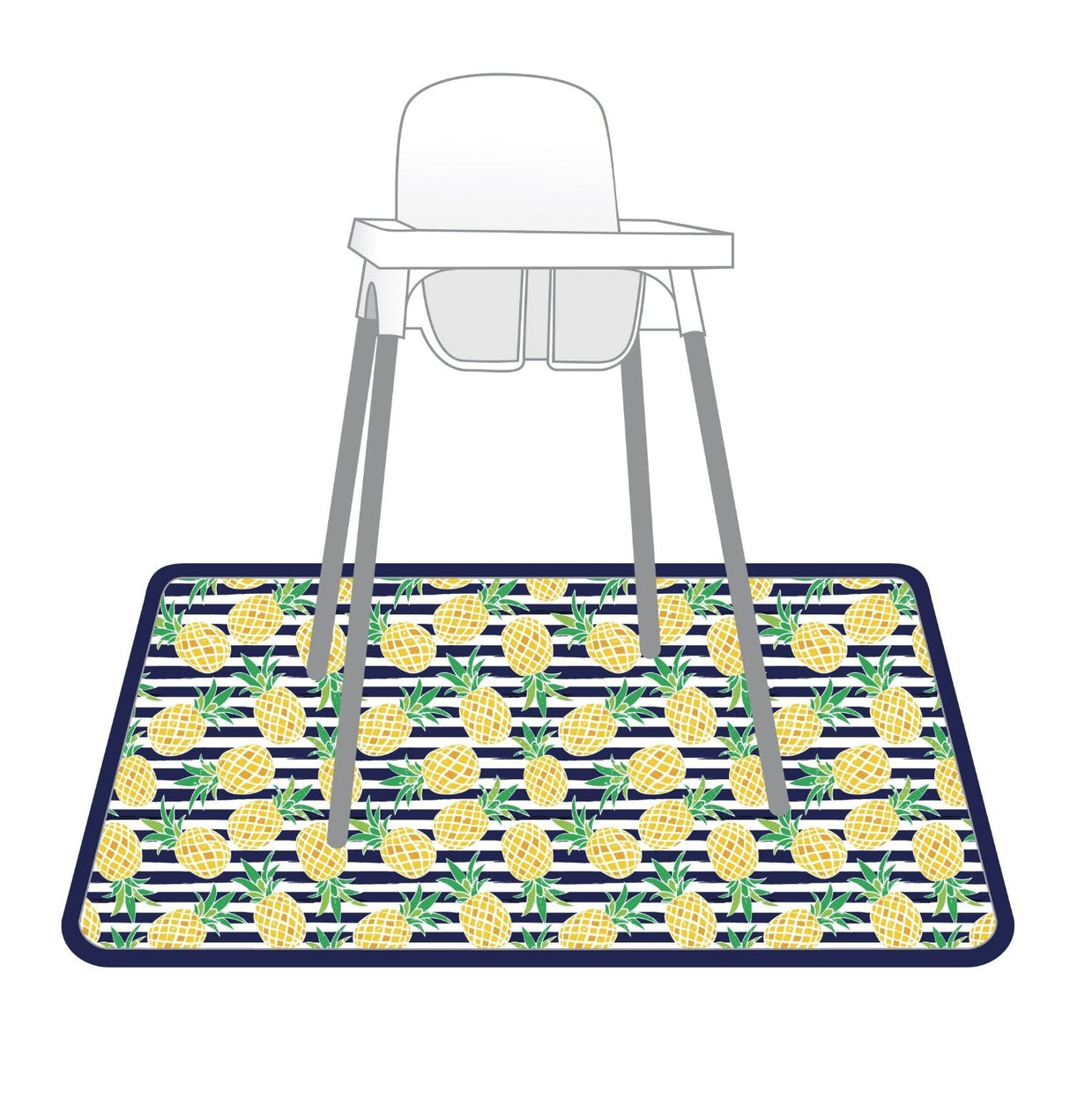 Summer Stripes - Pineapple - Splash Mat - A Waterproof Catch-All for Highchair Spills and More! from BapronBaby