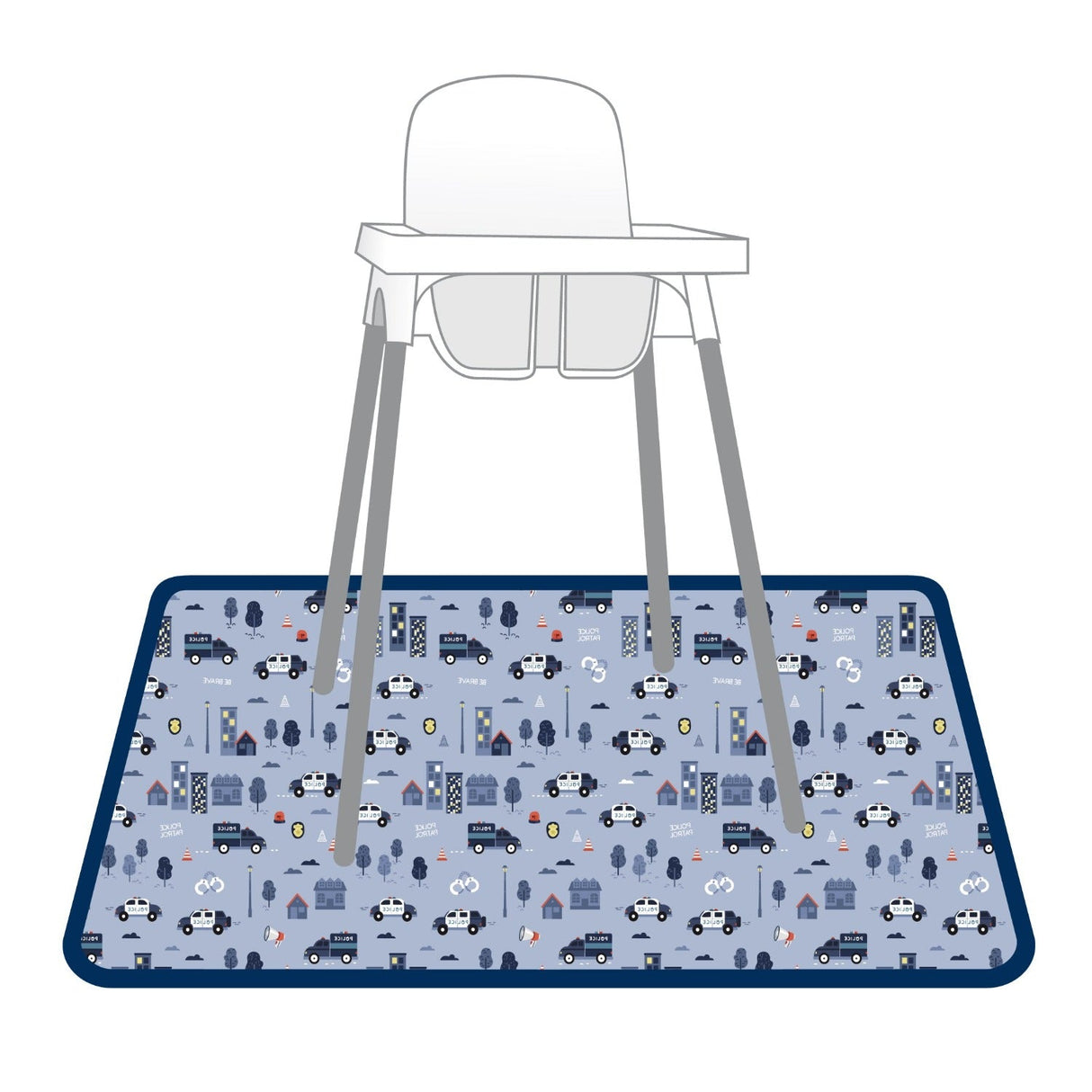 Be Brave - Police Patrol Splash Mat - A Waterproof Catch-All for Highchair Spills and More! from BapronBaby
