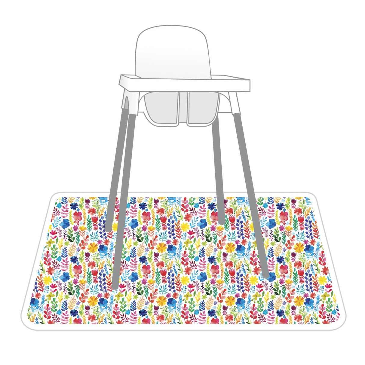 Rainbow Watercolor Floral Splash Mat - A Waterproof Catch-All for Highchair Spills and More! from BapronBaby