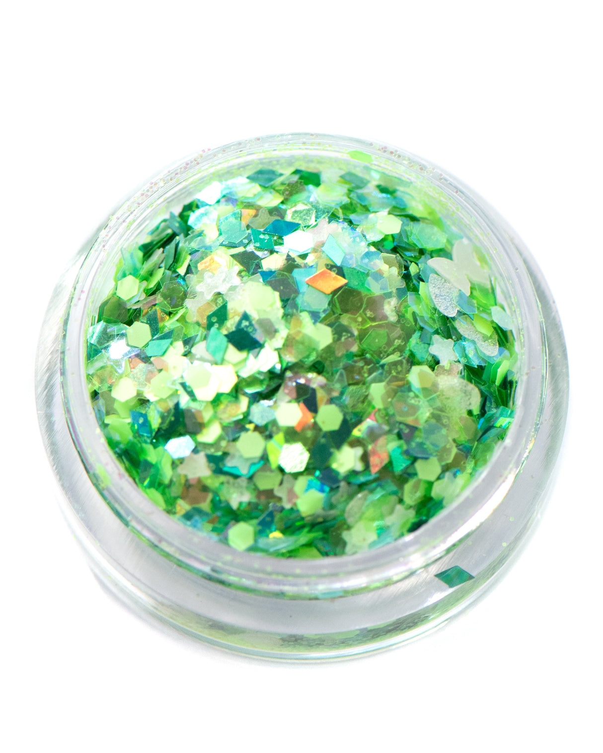 Spring Fling - Chunky Green Glitter Mix with Glow-in-the-Dark Stars from Lunautics