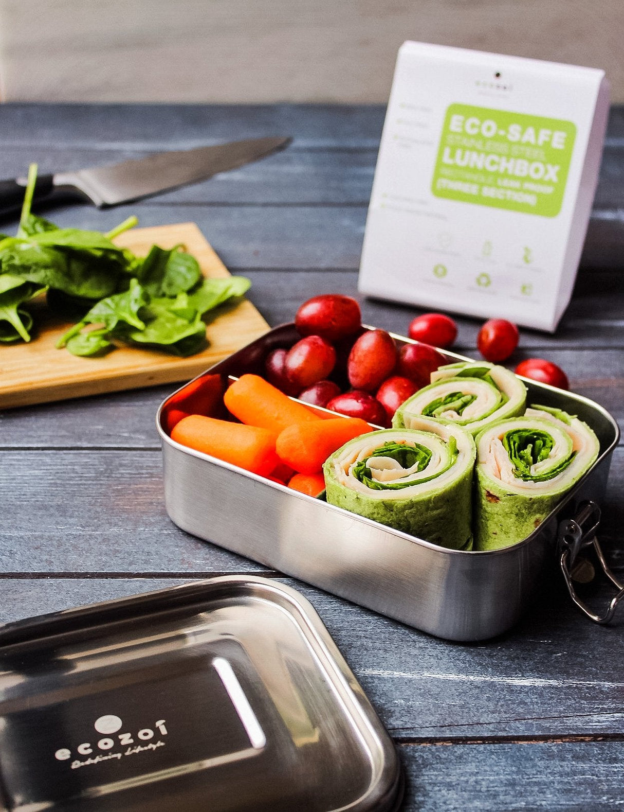 Stainless Steel Lunch Box, 3 Compartment Leak Proof, 24 Oz from ecozoi