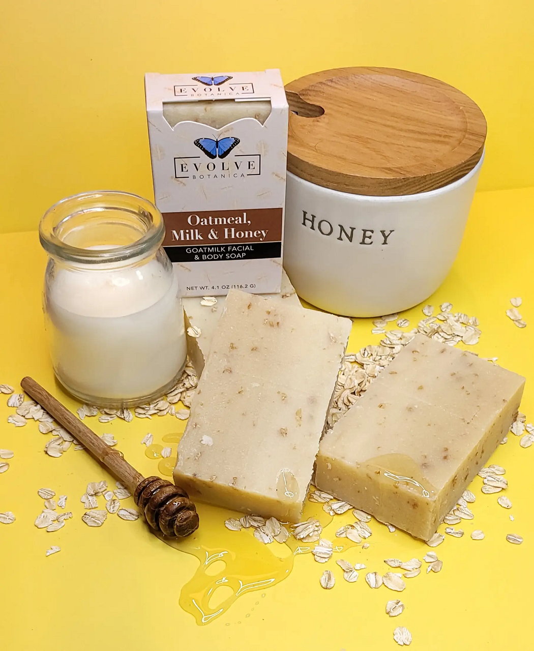 Standard Soap - Oatmeal, Milk & Honey (Goatmilk Facial & Body Soap) from Evolve Botanica