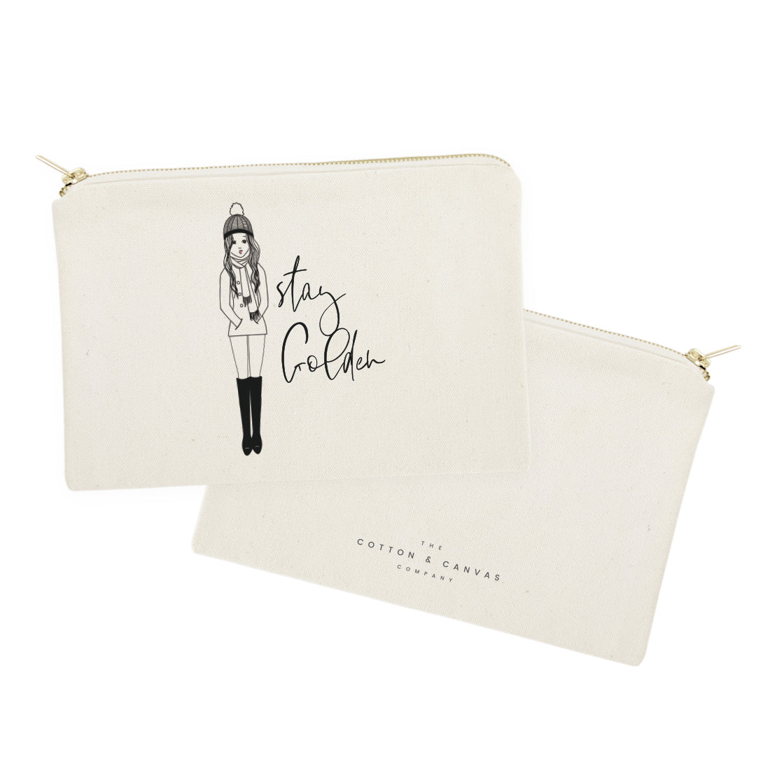 Stay Golden Cotton Canvas Cosmetic Bag from The Cotton & Canvas Co.