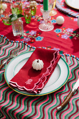 Icon Linen Napkins S/4 - Wine + Pink from Furbish Studio