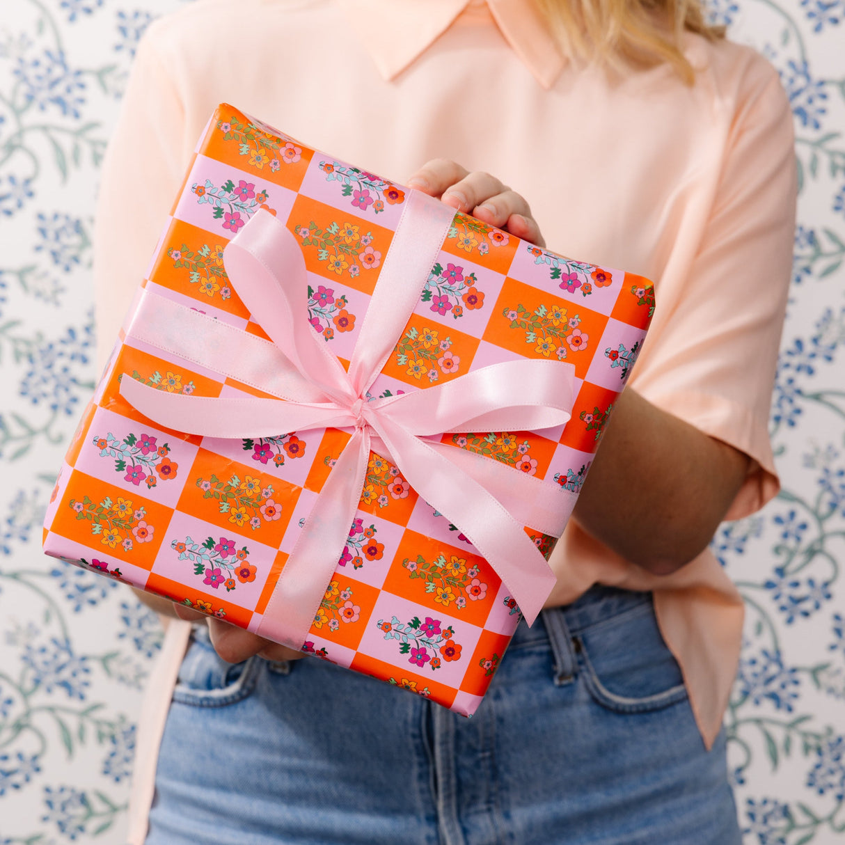 Wrapping Paper Sheets - Floral Check from Furbish Studio