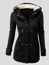 Black Toggle Coat with Hood from MsDressly