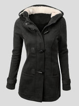 Black Toggle Coat with Hood from MsDressly