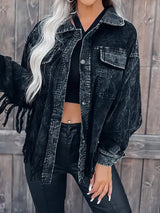 Alluring Corduroy Jacket with Fringe from MsDressly