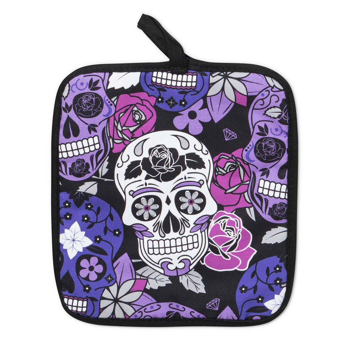 Sugar Skull Purple Oven Mitts And Potholder Set From Zapps Clothing