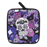 Sugar Skull Purple Oven Mitts And Potholder Set From Zapps Clothing