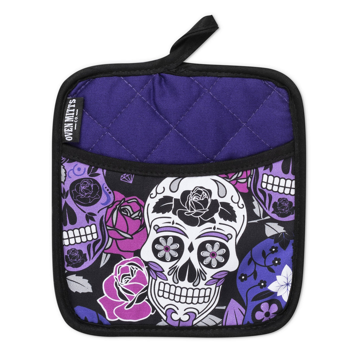 Sugar Skull Purple Oven Mitts And Potholder Set From Zapps Clothing