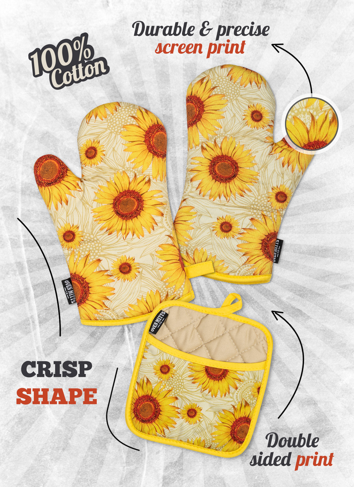 Summer Sunflowers Oven Mitts And Potholder Set From Zapps Clothing