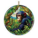 A Primate Safari Chimpanzee Stained Glass Style Ceramic Ornament, African Animals Christmas Gift and Decor from OrnamentallyYou