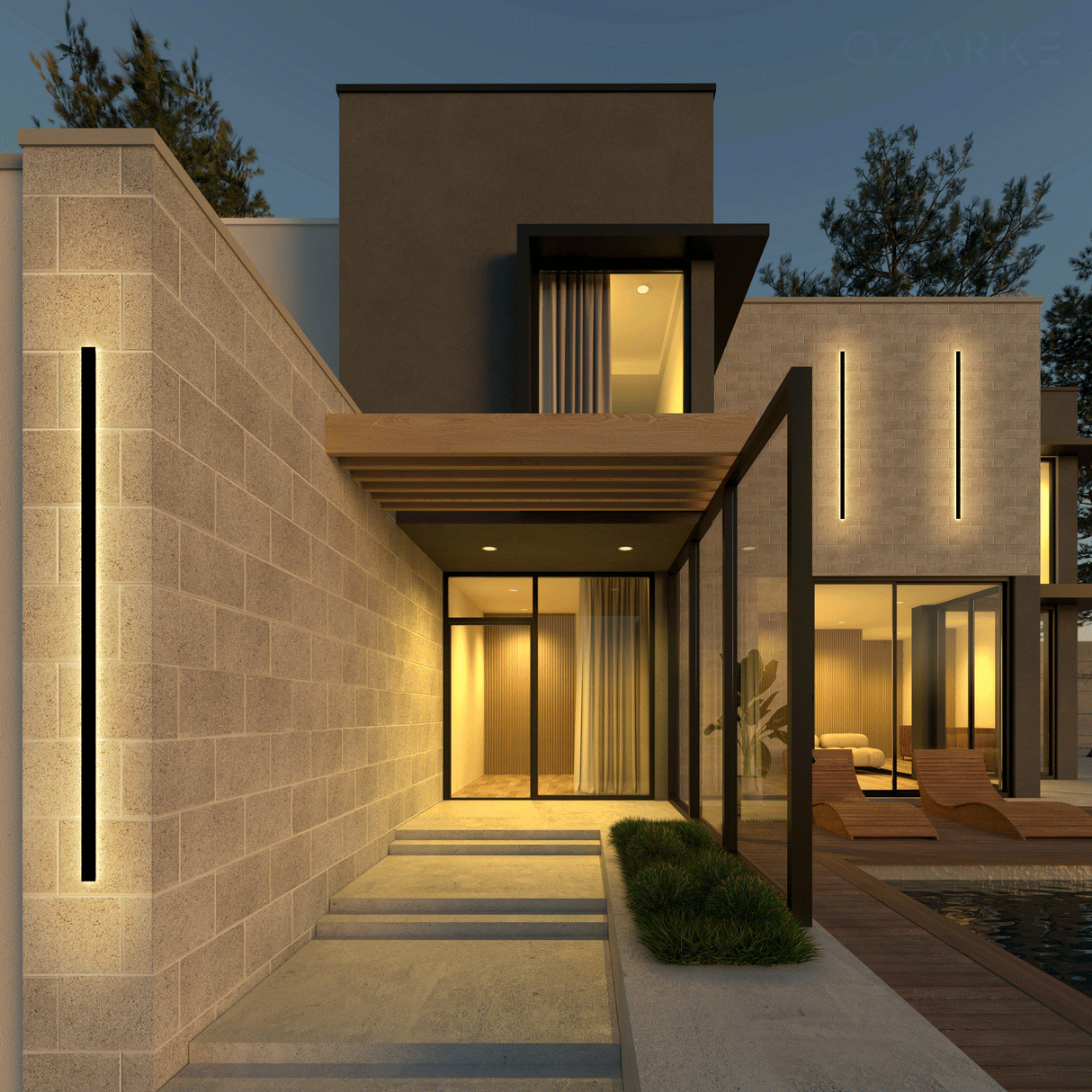 Svelte Outdoor Linear Lamp from Ozarké