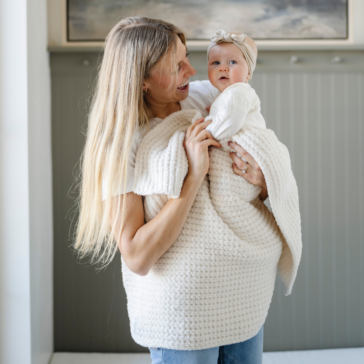 WAFFLE KNIT RECEIVING BLANKETS From Saranoni