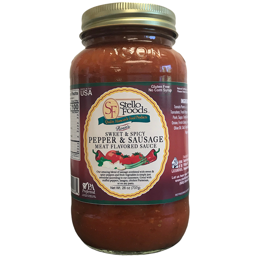 Stello Foods - Rosie's Sweet and Spicy Pepper and Sausage Meat Flavored Sauce 26oz from Stello Foods