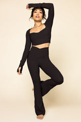 Crisscross Hourglass® Flared Leggings with Pockets - Black from POPFLEX