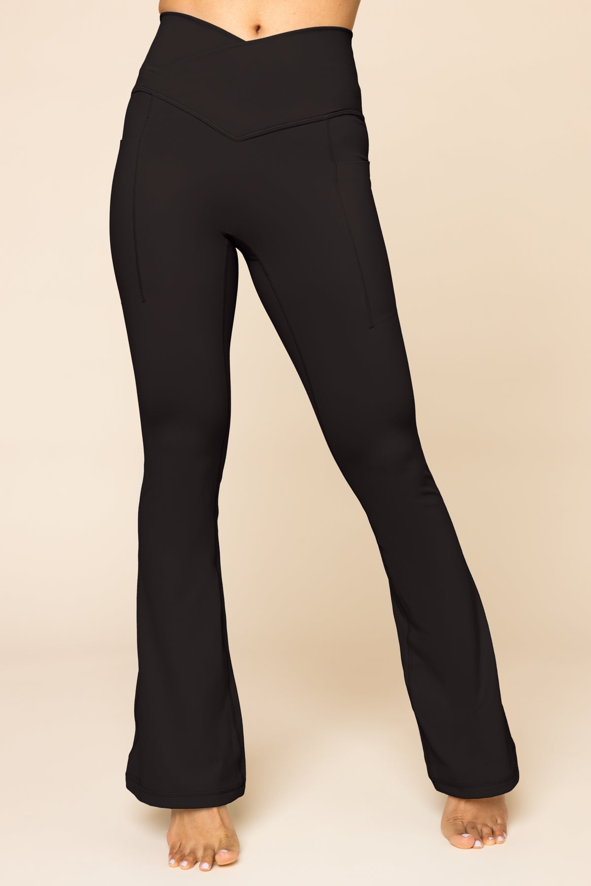 Crisscross Hourglass® Flared Leggings with Pockets - Black from POPFLEX