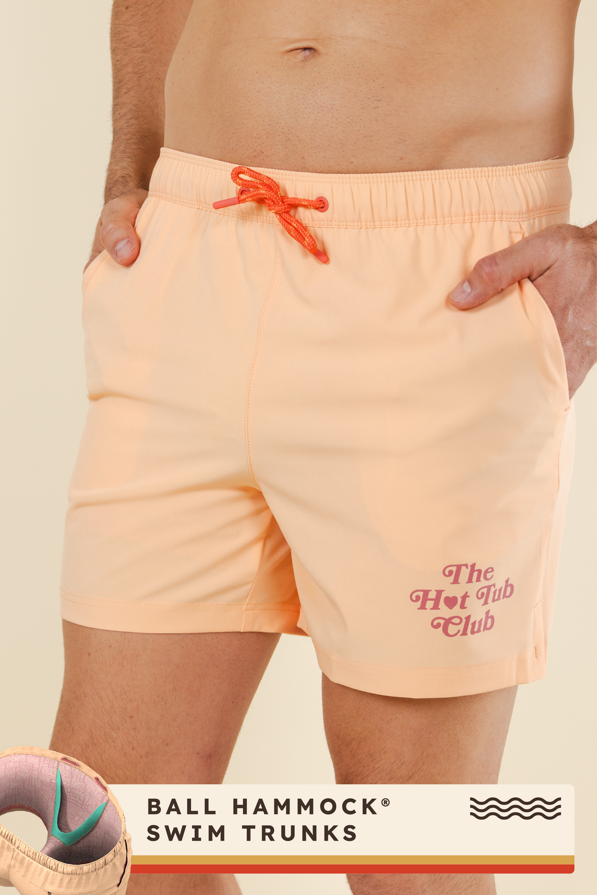 The Beach House | Orange Island Block Ball Hammock® Pouch 5" Swim Trunks from Shinesty